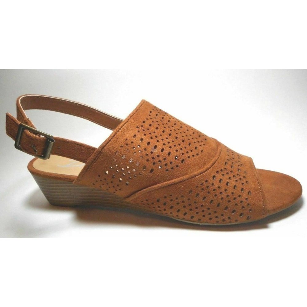 NEW DIBA LONDON Cognac Sling back Wedge Heel Sandal Shoes